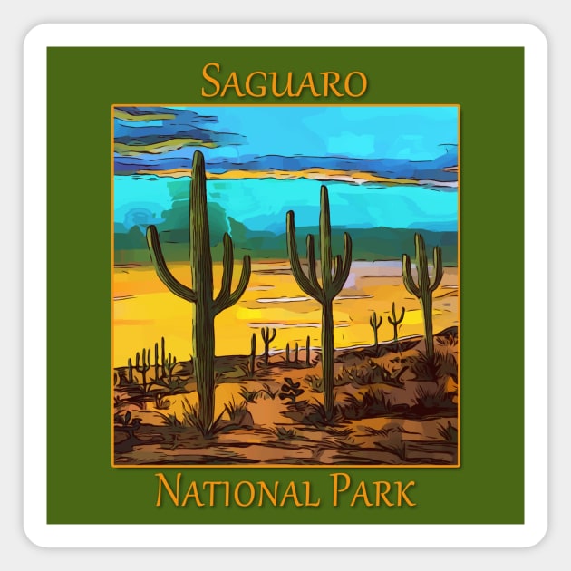 Saguaro from the Saguaro National Park in Arizona Magnet by WelshDesigns